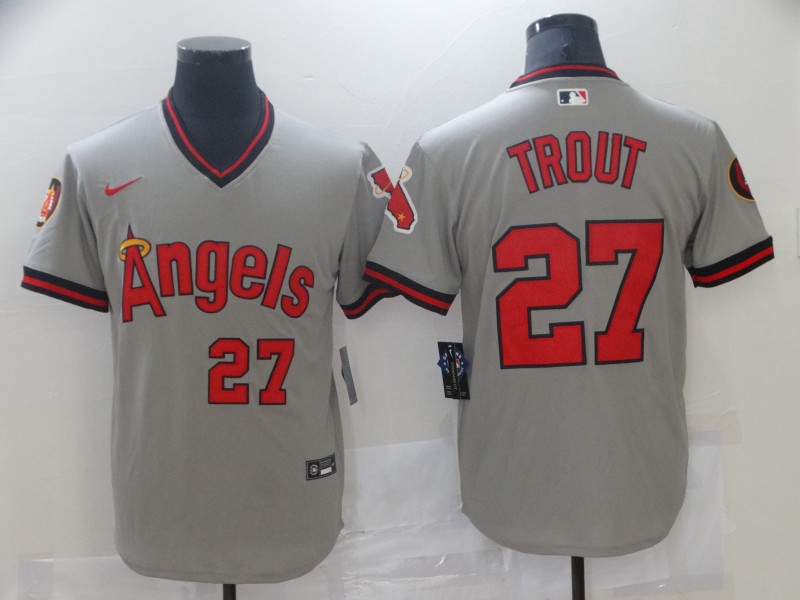 Men's Los Angeles Angels #27 Mike Trout 2020 Grey Cool Base Stitched MLB Jersey